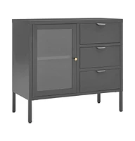 vidaXL Sideboard Anthracite 29.5"x13.8"x27.6" Steel and Tempered Glass