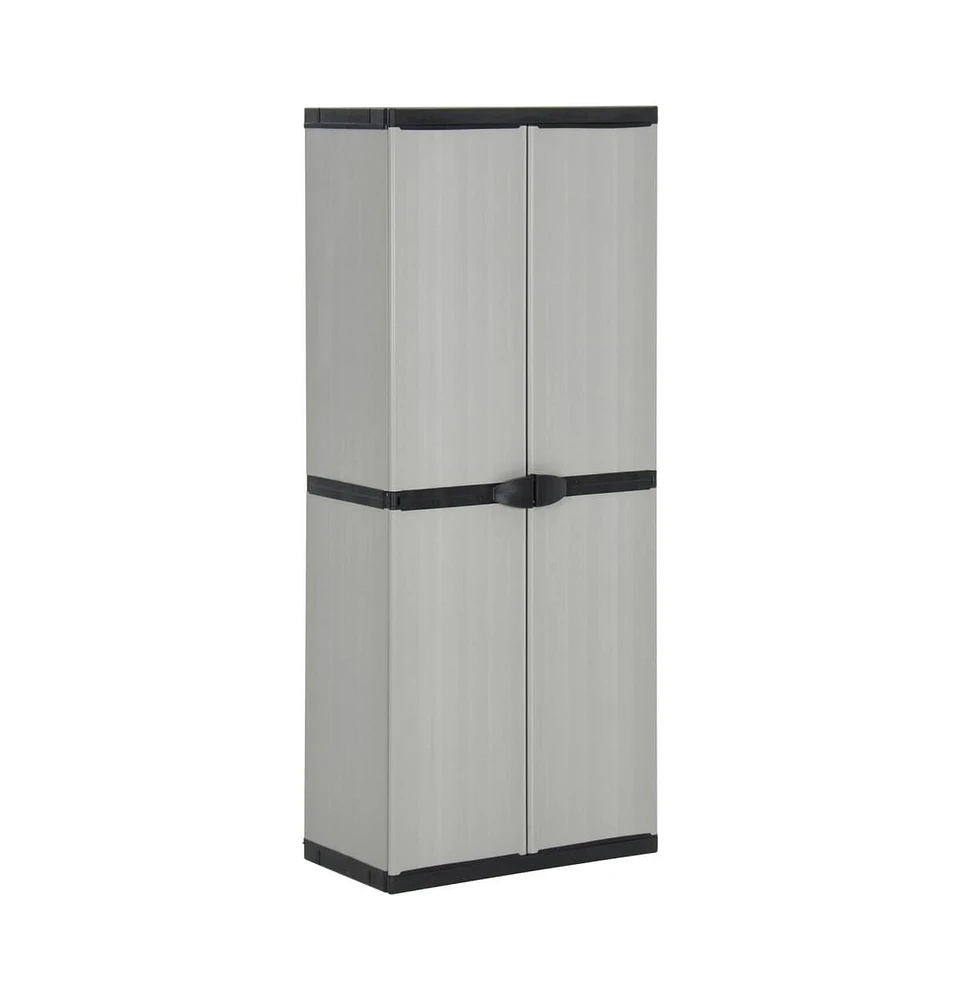 vidaXL Garden Storage Cabinet with 3 Shelves Gray&Black 26.8"x15.7"x66.1"