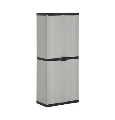 vidaXL Garden Storage Cabinet with 3 Shelves Gray&Black 26.8"x15.7"x66.1