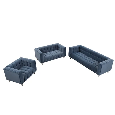 Streamdale Furniture 3-Piece Modern Sofa Set With Tufted Backrest