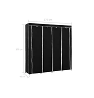 Wardrobe with 4 Compartments Black 68.9"x17.7"x66.9"