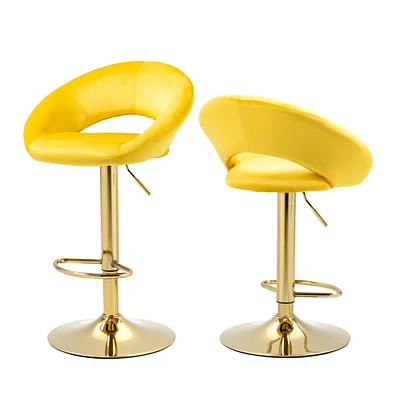 Simplie Fun Velvet Adjustable Modern Dining Chairs, Counter Height Bar Chair, Swivel Bar Stools Set