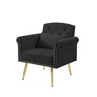 Simplie Fun Velvet Armchair With Metal Legs