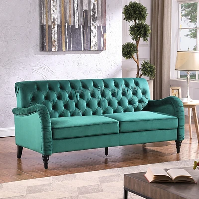 Simplie Fun Dark Chesterfield 3 Seater, Modern Sofa