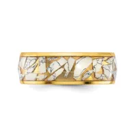 Chisel Stainless Steel Yellow Ip-plated Ceramic Inlay Band Ring