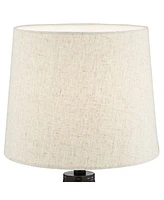 24" High Mid Century Modern Farmhouse Rustic Table Lamps Set of 2 Black Finish Oatmeal Shade Living Room Bedroom Bedside Nightstand House Office Home