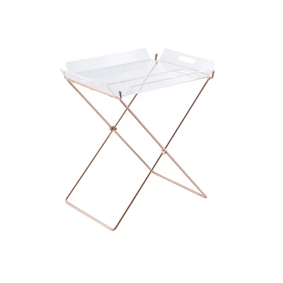 Simplie Fun Cersei Tray Table In Clear Acrylic & Copper