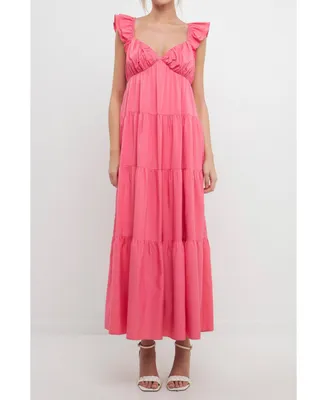 Women's Ruffle Sleeve Maxi Dress