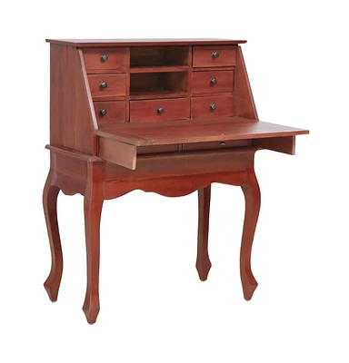 Secretary Desk Brown 30.7"x16.5"x40.6" Solid Mahogany Wood
