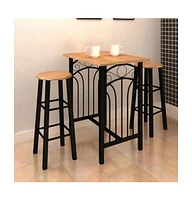 vidaXL Bar Table and Stool Set 3 Pieces Wood and Steel