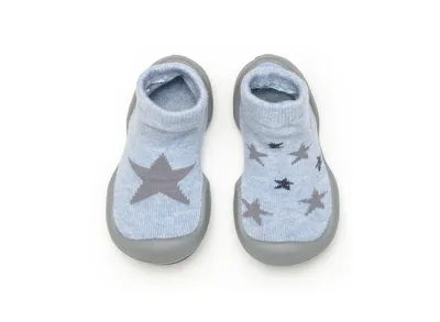 Komuello's Baby Girl Boy First Walk Sock Shoes Twinkle - Heather Blue