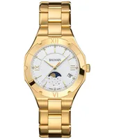 Balmain Women's Swiss Be Balmain Moonphase Diamond (1/20 ct. t.w.) Gold Pvd Stainless Steel Bracelet Watch 33mm