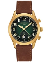 Certina Men's Swiss Chronograph Ds Pilot Brown Strap Watch 43mm