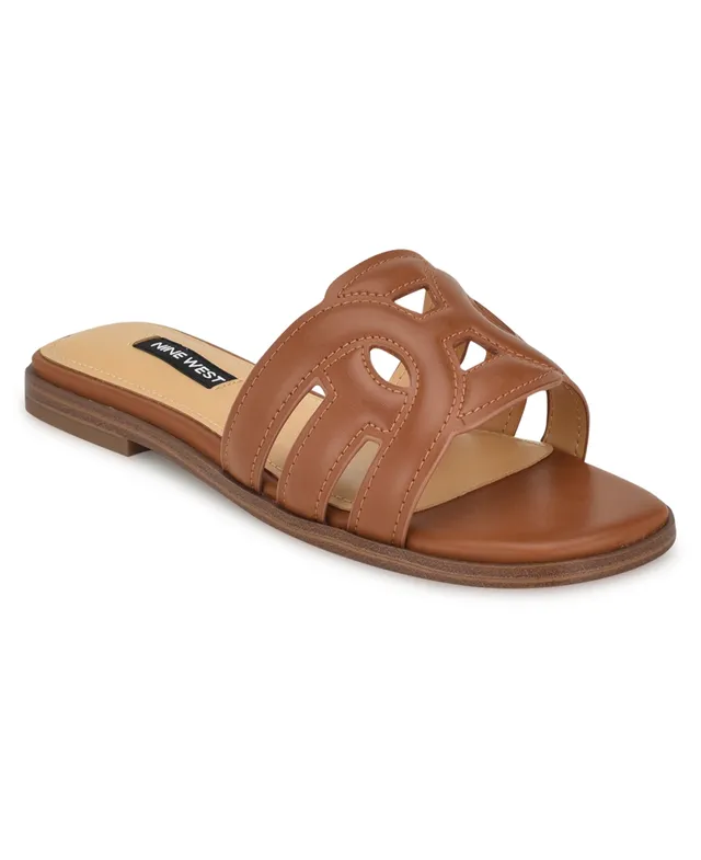 Nine West Women's Geena Round Toe Flat Slip-On Sandals