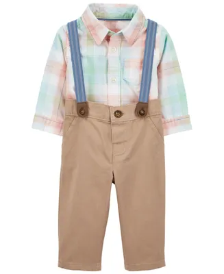 Carter's Baby Boys Dress Me Up Bodysuit, Pants and Suspenders, 3 Piece Set