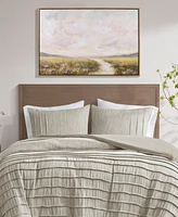 Madison Park Peaceful River Hand Embellished Framed Canvas Abstract Landscape Wall Art