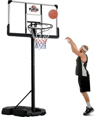 Portable Basketball Hoop 10 ft Adjustable - 44in Shatterproof Backboard - Basketball Goal System 8-10 ft Adjustable Basketball Hoop