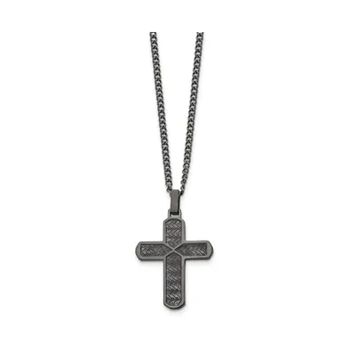 Chisel Metal Ip-plated Cross Pendant Curb Chain Necklace