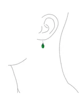 Bali Style Green Jade Milgrain Oval Gemstone Drop Earrings For Women .925 Sterling Silver Oxidized Wire Fish Hook