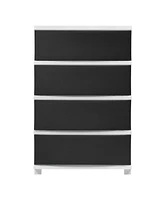 Iris Usa 4 Wide Drawer Storage, Organizer Unit for Bedroom, Closet, Living Room, Nursery, Dorm, White Frame with Matte White Front Panels