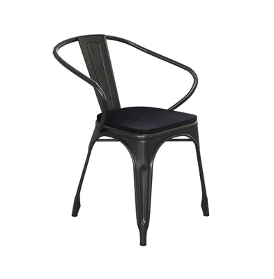 Alva Metal Indoor-Outdoor Stacking Chair With Vertical Slat Back, Arms And All-Weather Polystyrene Seat