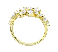 Cubic Zirconia Multi-Cut Horizontal Cluster Ring