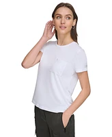 Dkny Women's Studded Pocket Short-Sleeve Shirt