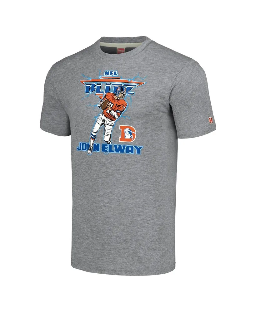 Men's Homage John Elway Gray Denver Broncos Nfl Blitz Retired Player Tri-Blend T-shirt