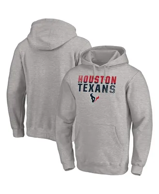 Men's Fanatics Heather Gray Houston Texans Fade Out Fitted Pullover Hoodie
