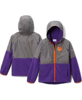 Big Boys Columbia Gray Clemson Tigers Flanker Raglan Full-Zip Hoodie Jacket