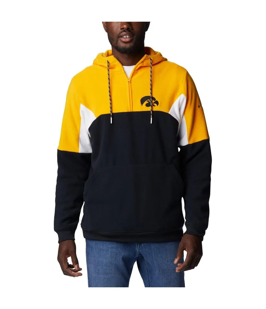 Men's Columbia Black Iowa Hawkeyes Lodge Quarter-Zip Hoodie