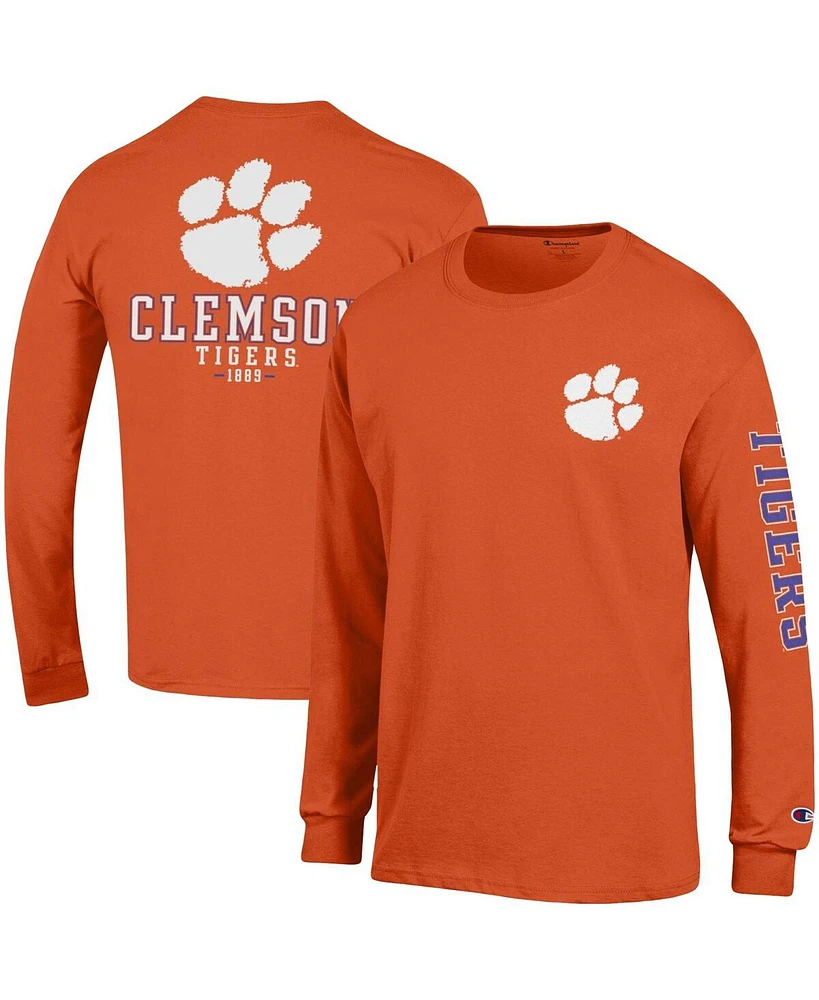 Men's Champion Orange Clemson Tigers Team Stack Long Sleeve T-shirt