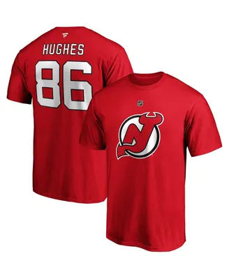 Men's Fanatics Jack Hughes Red New Jersey Devils Big and Tall Name Number T-shirt