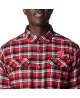 Men's Columbia Red Wisconsin Badgers Flare Gun Flannel Long Sleeve Shirt