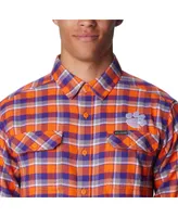 Men's Columbia Orange Clemson Tigers Flare Gun Flannel Long Sleeve Shirt