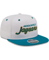 Men's New Era White, Teal Distressed Jacksonville Jaguars Sparky Original 9FIFTY Snapback Hat