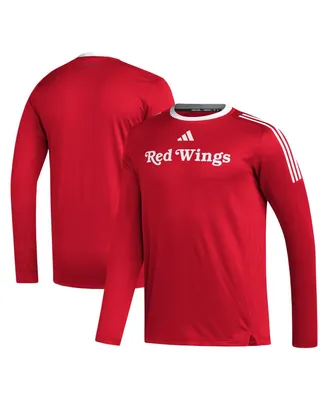 Men's adidas Red Detroit Wings Aeroready Long Sleeve T-shirt