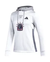 Women's adidas White New York Rangers Refresh Skate Lace Aeroready Pullover Hoodie