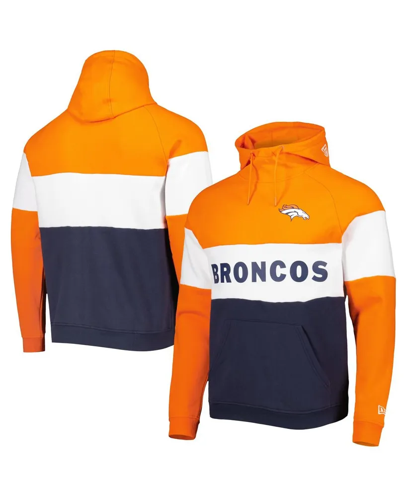 Men's New Era Navy Denver Broncos Colorblock Current Pullover Hoodie