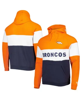 Men's New Era Navy Denver Broncos Colorblock Current Pullover Hoodie