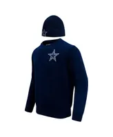 Men's Pro Standard Navy Dallas Cowboys Crew neck Pullover Sweater and Cuffed Knit Hat Box Gift Set