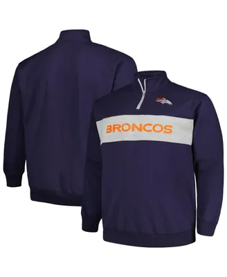 Men's Profile Navy Denver Broncos Big and Tall Fleece Quarter-Zip Jacket