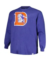 Men's Profile Heather Royal Distressed Denver Broncos Big and Tall Throwback Long Sleeve T-shirt