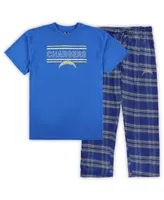 Men's Concepts Sport Powder Blue, Gray Los Angeles Chargers Big and Tall Flannel Sleep Set