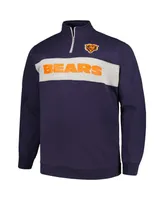 Men's Profile Navy Chicago Bears Big and Tall Fleece Quarter-Zip Jacket