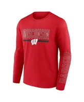 Men's Profile Red Wisconsin Badgers Big and Tall Two-Hit Graphic Long Sleeve T-shirt