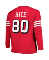 Men's Mitchell & Ness Jerry Rice Scarlet San Francisco 49ers Big and Tall Cut Sew Player Name Number Long Sleeve T-shirt