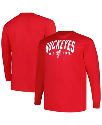 Men's Champion Scarlet Ohio State Buckeyes Big and Tall Arch Long Sleeve T-shirt