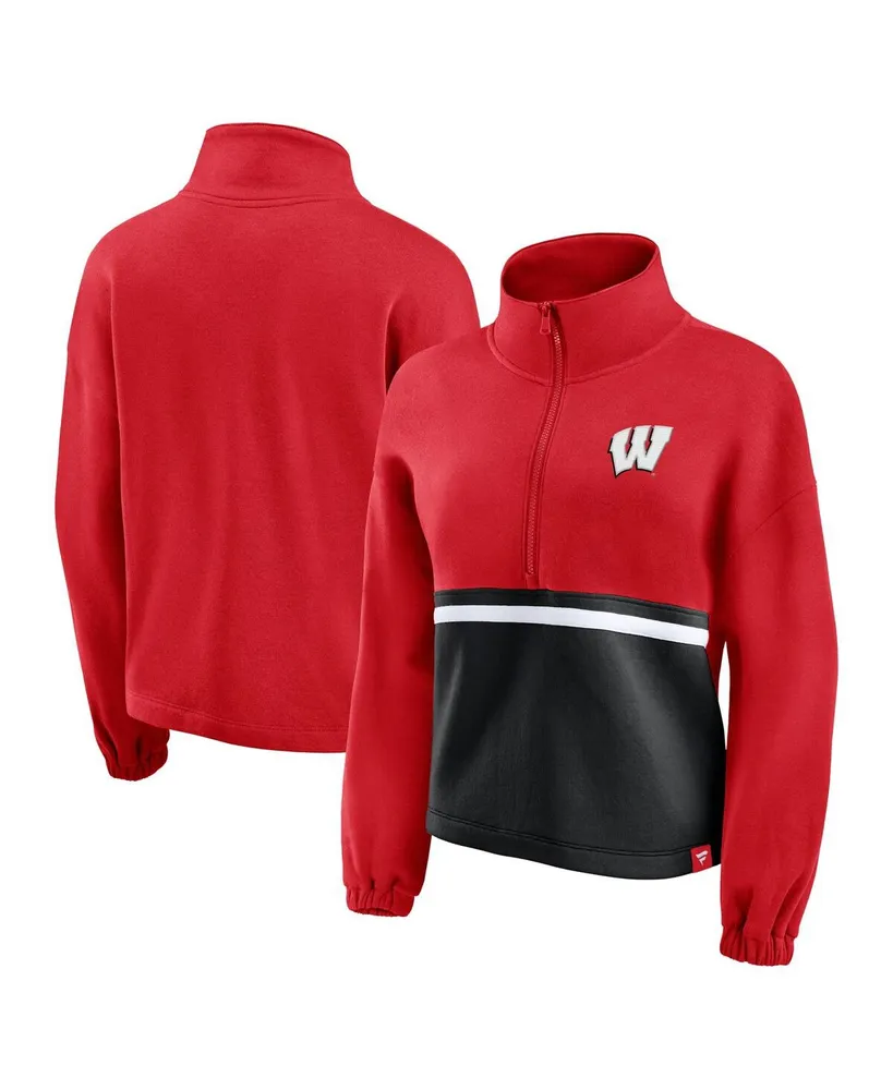 Women's Fanatics Red Wisconsin Badgers Fleece Half-Zip Jacket