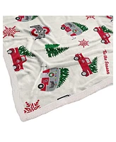 Pegasus Home Fashions Ohio State Buckeyes Holiday Truck Repeat 50" x 60" Sherpa Flannel Fleece Blanket